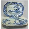Image 1 : Three 18th century Chinese blue and white platters, two of the canted square shapes painted with a..