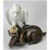 Image 1 : A Japanese Hirado porcelain group of a white eagle on the back of a brown monkey threatening to cla.