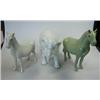 Image 1 : Two Hirado horses and an elephant, the white horse, ex MJ Coltman collection, 16cm high, the celado.