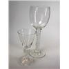 Image 1 : Two 18th century style wine glasses, one with ovoid bowl on mixed air and opaque twist stem and circ