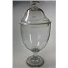 Image 1 : A George III glass jar and cover, the ovoid goblet shape on clear stem and circular foot, the cover.