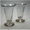 Image 1 : A late 18th century wine glass, the tapering cylindrical bowl rounding into the clear stem above fo.