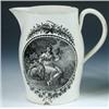 Image 1 : A late 18th century creamware jug, possibly Liverpool, printed in black with an oval stipple engrav.