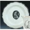 Image 1 : An 18th century creamware plate centrally printed in black with an oval portrait of 'Necker' within.