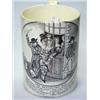 Image 1 : An early 19th century creamware mug printed in black with an oval scene of the wealthy passing mone.