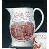 Image 1 : A late 18th century creamware jug printed in terracotta on the bellied cylindrical sides with an ov.
