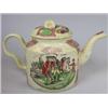 Image 1 : A late 18th century creamware teapot and cover, possibly Leeds, printed and painted by William Great