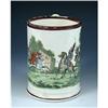 Image 1 : An early 19th century creamware quart mug printed and painted with a cavalry skirmish, bearded lance