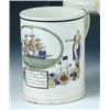 Image 1 : A Dawson & Co., Low Ford creamware mug printed and overpainted with a ship in full sale in a garrya.