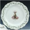 Image 1 : An early 19th century creamware armorial plate, the central crown over brown fleur de lys monogramm.