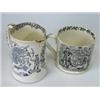 Image 1 : A mid 19th century half pint mug printed in black on both sides of the handle with armorial for 'Th.