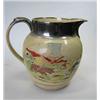 Image 1 : An early 19th century silver lustre commemorative jug, the ovoid sides printed and overpainted with.