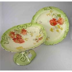 A late 19th century Powell, Bishop and Stonier dessert set, each piece printed with poppies and daf.