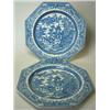 Image 1 : A pair of late 18th century Joshua Heath blue and white plates printed within the octagonal rims wi.