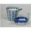 Image 1 : An early 19th century blue and white butter boat printed with berries and diaper rim band, 7cm wide.
