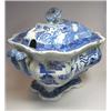 Image 1 : A mid 19th century Patterson willow pattern soup tureen and cover, the two handled body of shaped r.