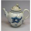 Image 1 : An 18th century Salopian blue and white teapot and cover, the spherical body printed with fruit and.