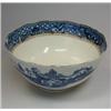 Image 1 : A late 18th century Salopian bowl, the exterior printed in blue and gilt with a willow pattern, the.