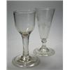 Image 1 : A late 18th century ale glass, the conical bowl engraved with hops and barley above bun knop, clear.