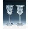 Image 1 : A pair of George III sweetmeat glasses, each with fluted thistle shaped bowls, clear stems and fold.