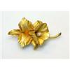 Image 1 : An 18ct gold brooch modelled as a lily flower, the stigma set with a pearl, maker LP, 7.5cm  £150-2.