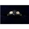 Image 1 : An 18ct gold ring with sapphire and two diamonds  £90-120...