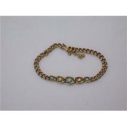 A graduated curblink bracelet set with turquoise and seed pearls, 185mm  £80-120...