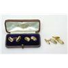 Image 1 : A pair of 9ct gold cufflinks of torpedo shape, engraved and another cased pair of cufflinks of bean.