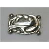 Image 1 : An American hollow silver brooch, rectangular formed as a dove within a beaded scrolled frame in th.