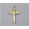 Image 1 : An 18ct gold cross pendant, with floral engraved decoration and a polished suspension loop, weighin.