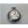 Image 1 : A George III silver pair cased pocket watch, the white enamel dial printed with Roman hours and Ara.
