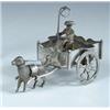 Image 1 : A Dutch silver miniature modelled as a dog cart, the driver with a tricorn hat and a whip, import m.