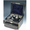 Image 1 : A Victorian brass bound coromandel travelling box, the cover opening to reveal a compartmented inte.