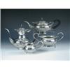 Image 1 : A four piece silver tea and coffee set by Israel Sigmond Greenberg, Birmingham 1910, comprising: a..