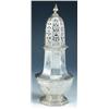 Image 1 : A silver sugar caster, maker AV/AV?, London 1913, of plain octagonal baluster shape, the tall domed.