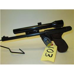 Single shot target pistol RESTRICTED  With 1 piece walnut custom grips and 2.5 Bushnell scope