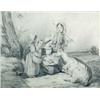 Image 1 : Joseph Beaume (1796-1885) Children feeding a Pet Goat in a Landscape, signed lower left "Beaume" Pen