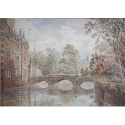 Sarah Orange (19th Century) The Old Bridge, St John's College, Cambridge, inscribed on the reverse "