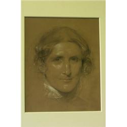 George Richmond, RA (1809-1896) Head Study, possibly of George Eliot, pencil with black and white c.