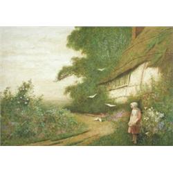 Frederick Hines (fl.1880-1906) A Village Garden in Surrey, signed lower left "Fred Hines 1906" and..