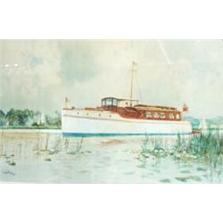 Charles Edward Dixon (1872-1934) Frolic II at Wroxham Broads, Norfolk, June 1922, signed lower left.