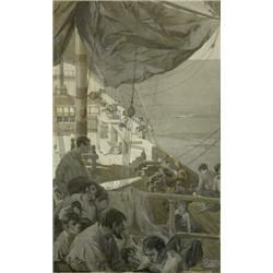 Sydney Seymour Lucas (19th Century) The Ancient Mariner "Down dropt the breeze, the sails dropt dow.