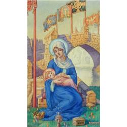 William Lawson (b.1893) The Madonna of the Bridge with the Christ Child, signed lower right "W Laws.