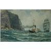 Image 1 : Joseph W Carey (exh.1915-1935) HMS Sampson, a Steamship in a Choppy Sea with Sailing Ships beyond,..