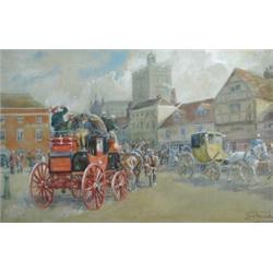 Lionel Dalhousie Robertson Edwards (1878-1966) Mr Pickwick Arrives at Bury St Edmunds, signed and da