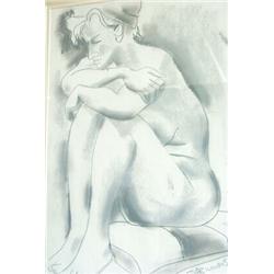 J W Burrows (20th Century) Nude Study, signed lower right "J W Burrows '90", black chalk and wash 40