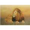 Image 1 : Sally Hynard (b.1959) A Lioness with her Cub, signed lower right "S A Hynard", chromacolour, 32 x 4.