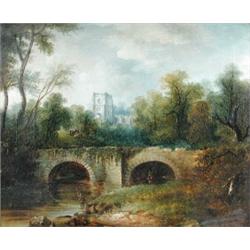 English School (19th Century) Fountains Abbey, Yorkshire, oil on canvas, 60 x 73cm  £500-600...