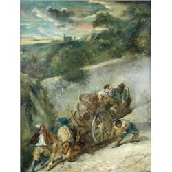 French School (19th Century) The Fallen Cart, oil on canvas, 62 x 48cm  £400-600...