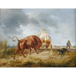 Circle of Charles Towne (1763-1840) The Bull Fight, oil on board, 17 x 21cm £200-300...